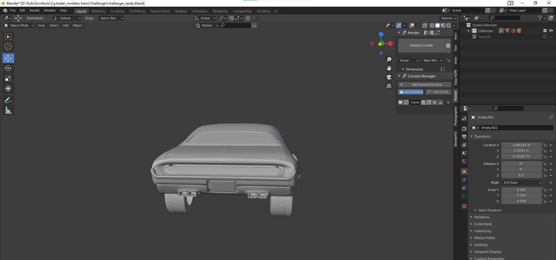 Dodge Challenger Rigged 3D model_6