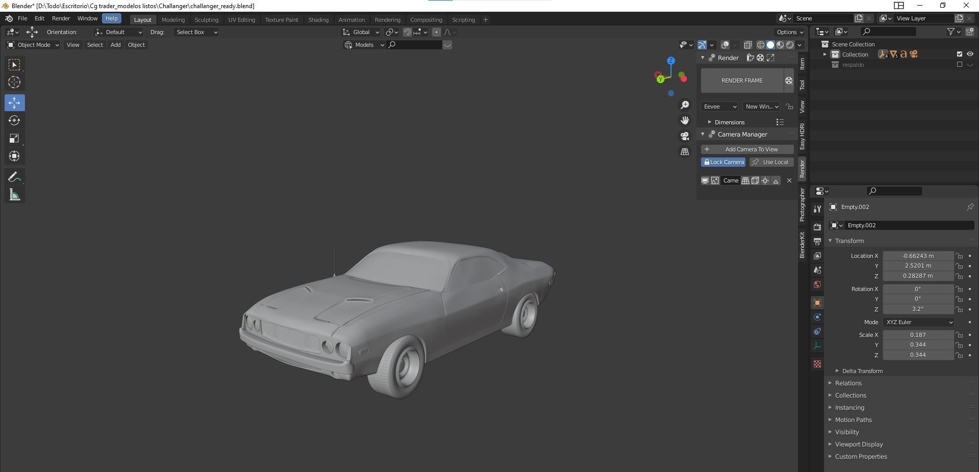 Dodge Challenger Rigged 3D model_8