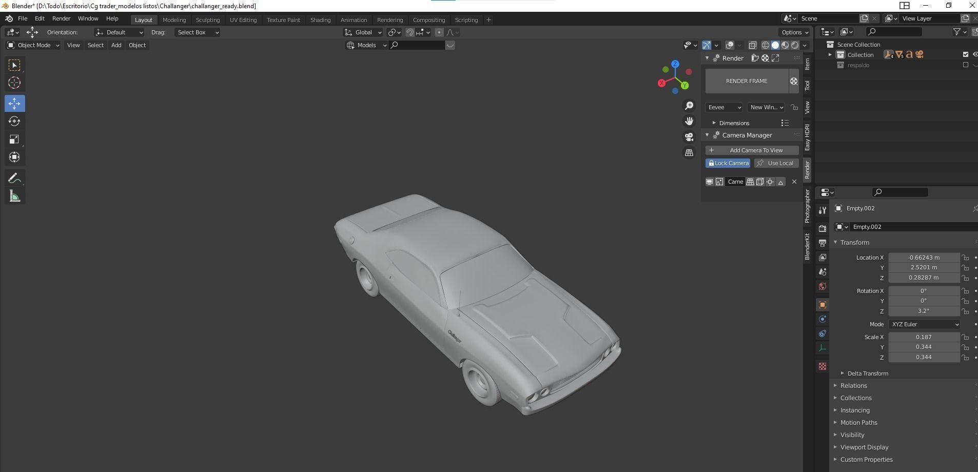 Dodge Challenger Rigged 3D model_5
