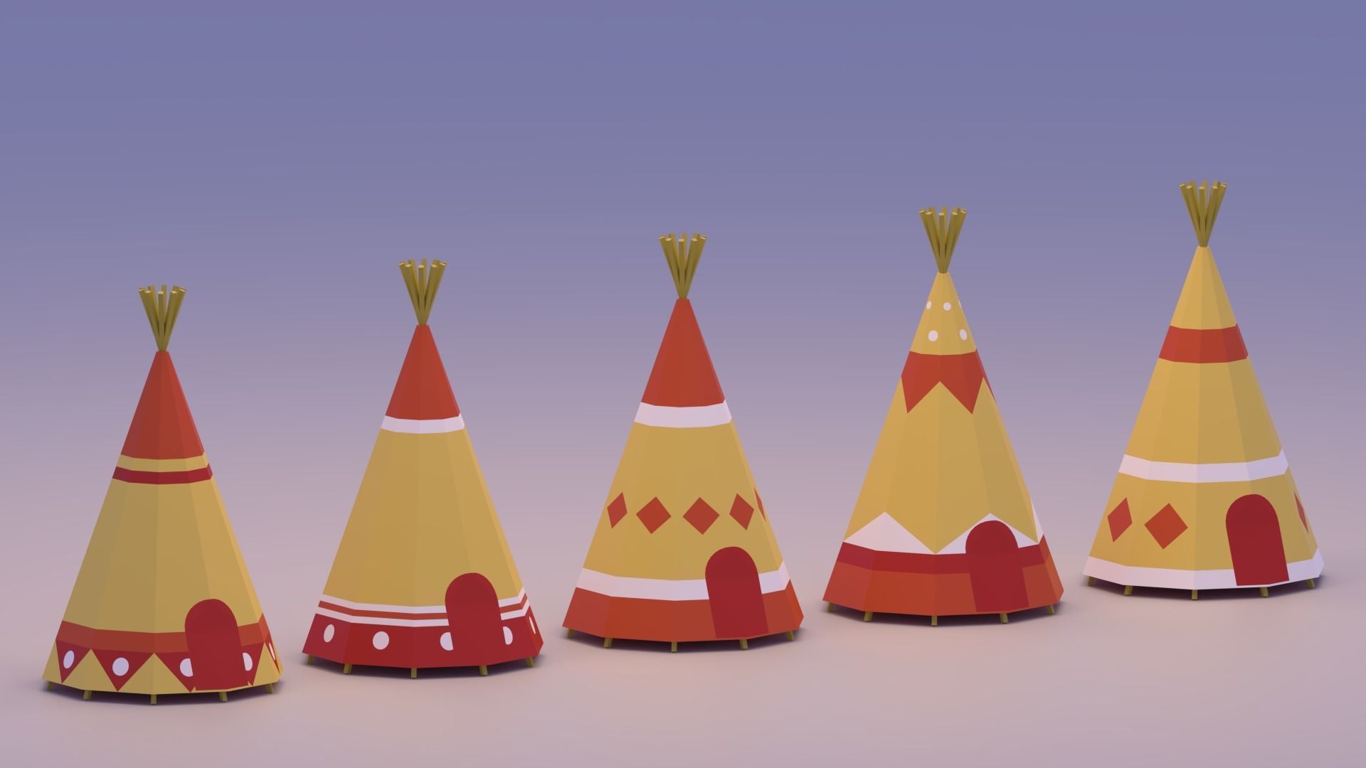 Indian Teepee Low-poly 3D model_6