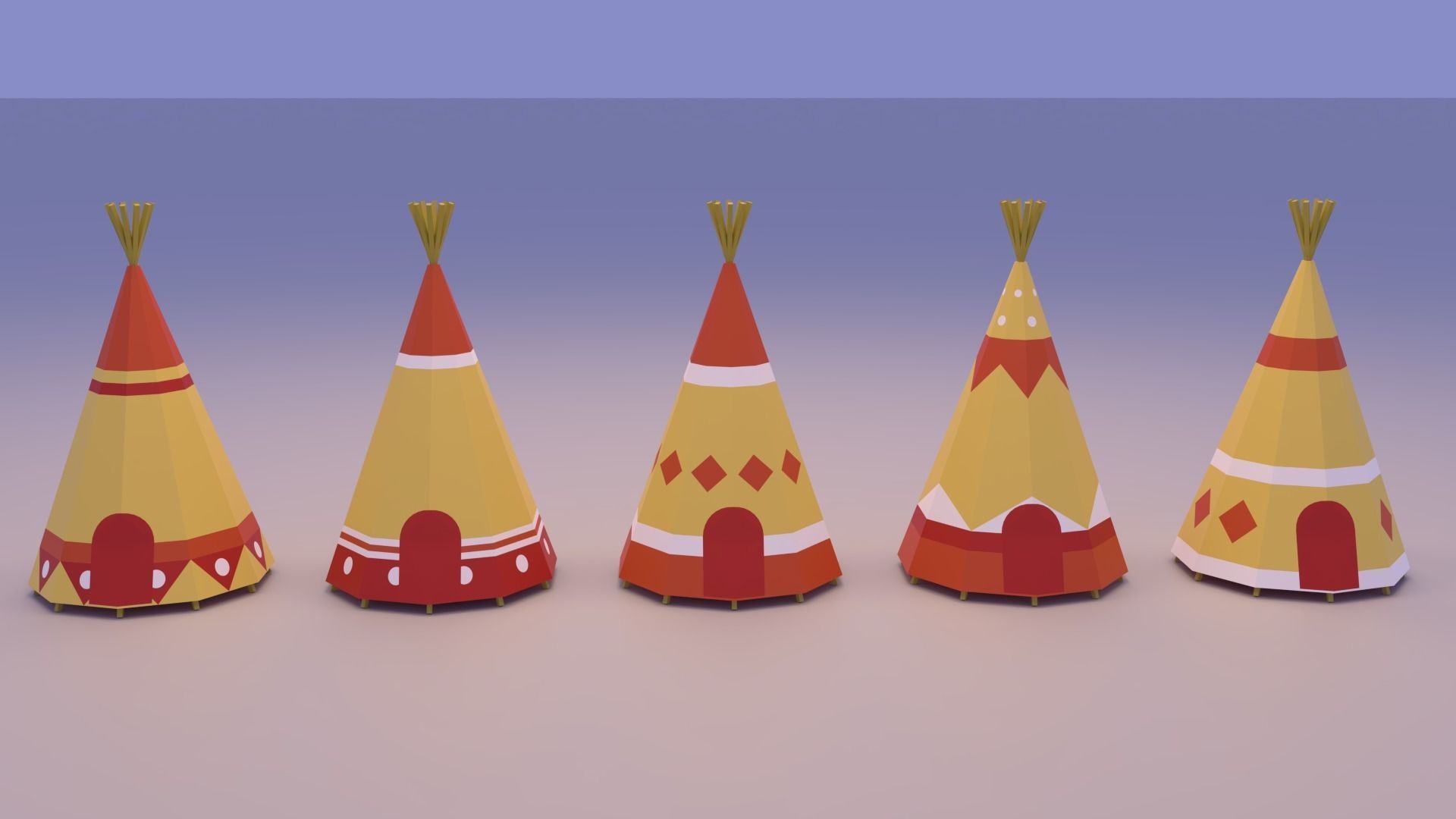 Indian Teepee Low-poly 3D model_3