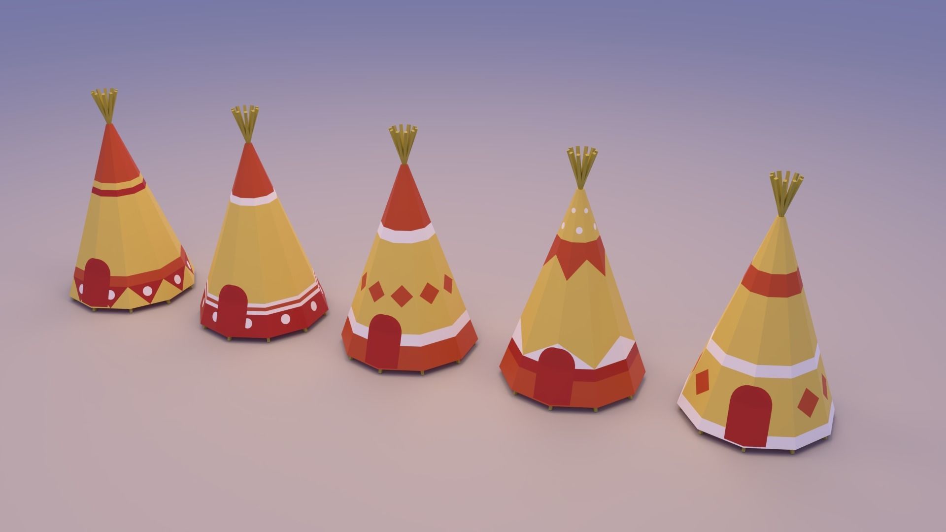 Indian Teepee Low-poly 3D model_1