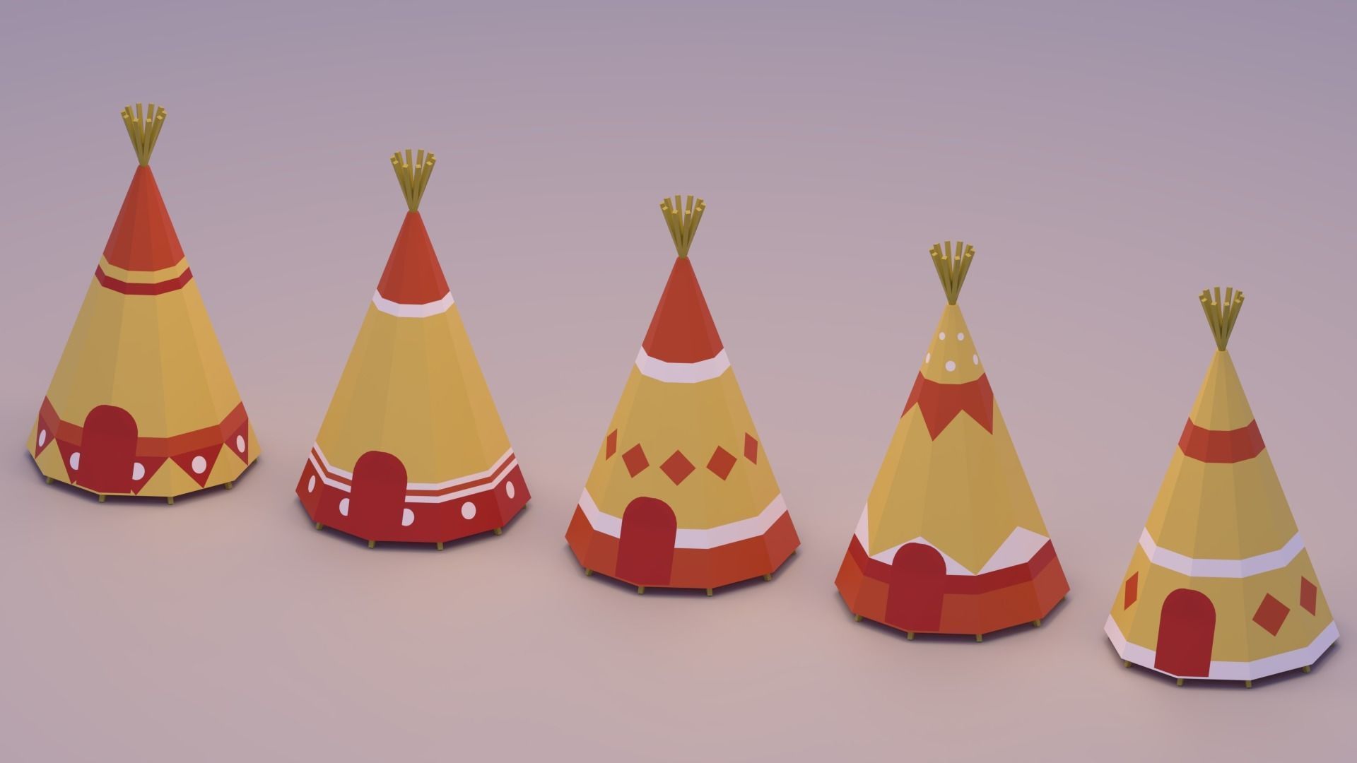 Indian Teepee Low-poly 3D model_2