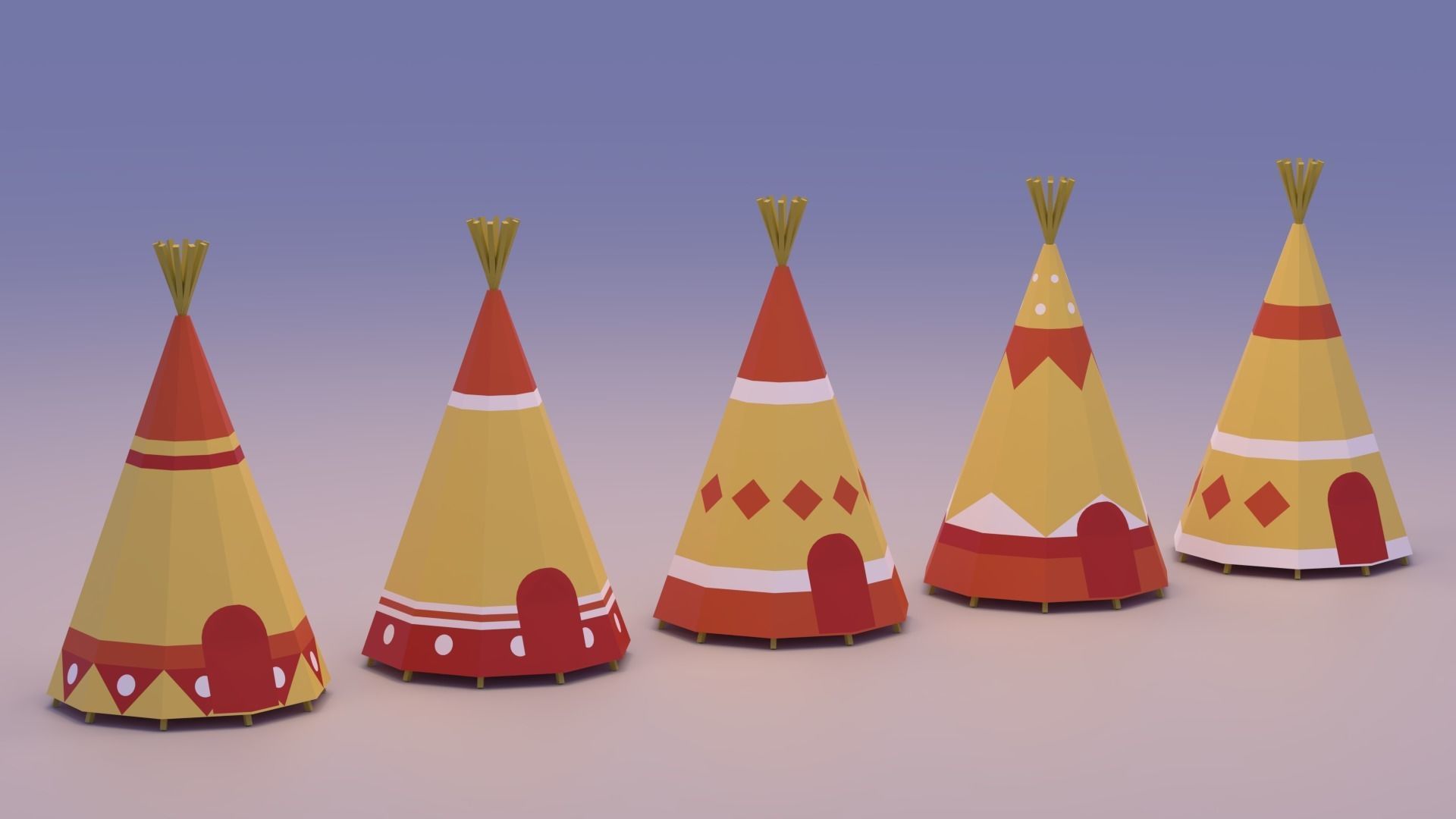 Indian Teepee Low-poly 3D model_5