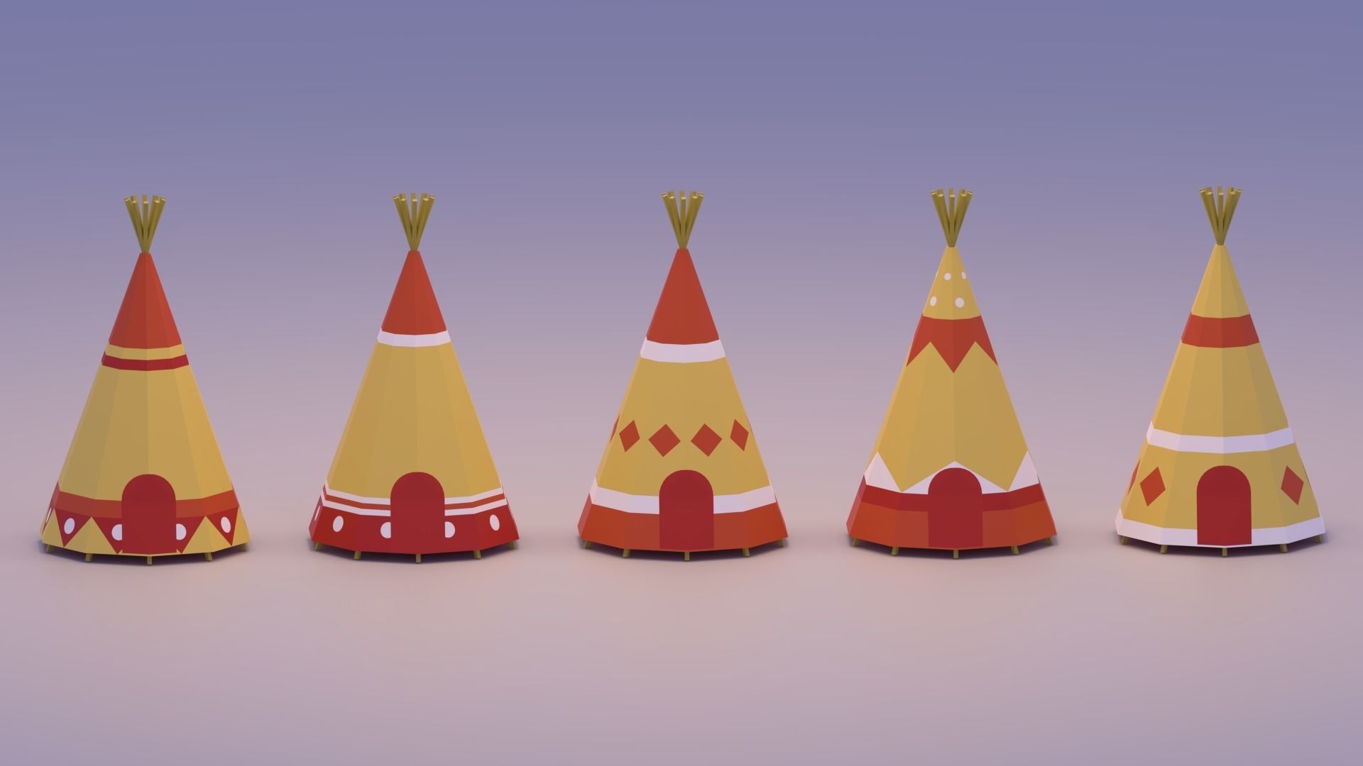 Indian Teepee Low-poly 3D model_4