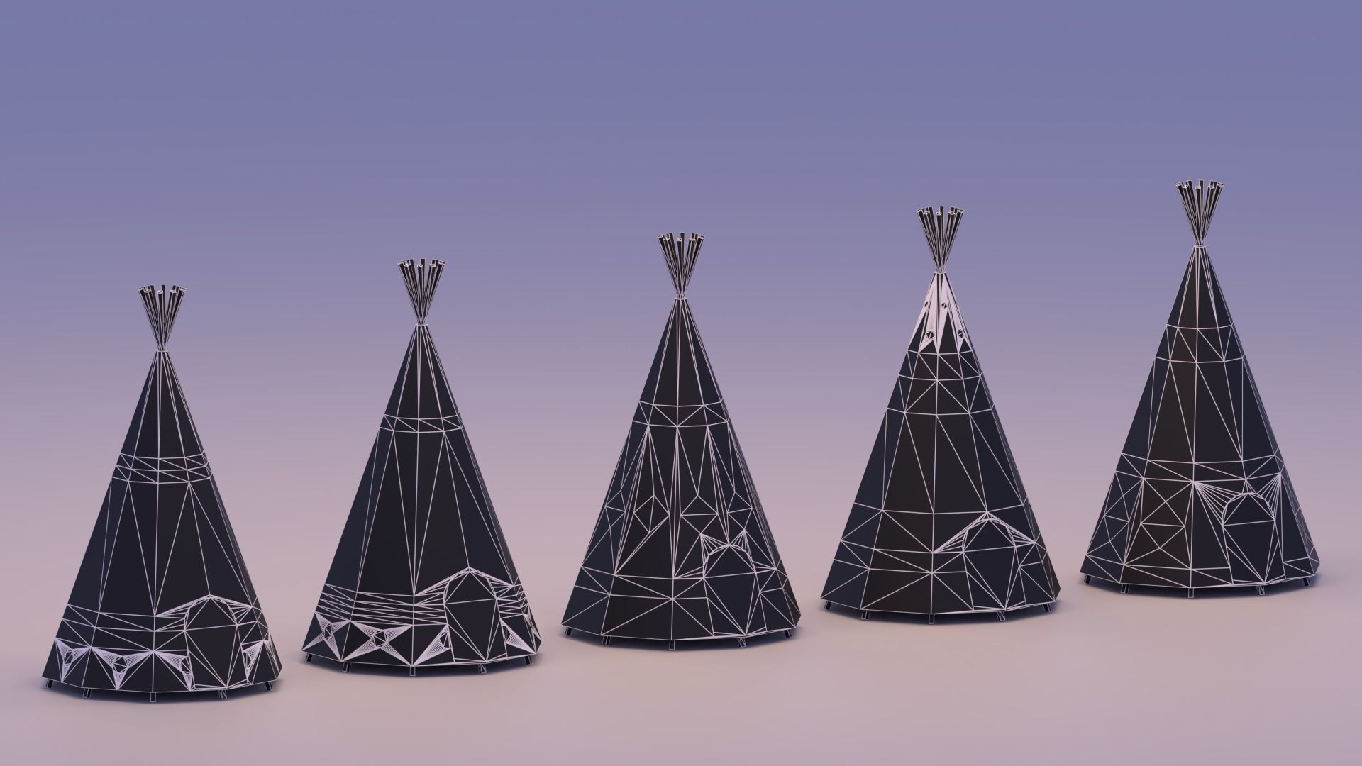 Indian Teepee Low-poly 3D model_7