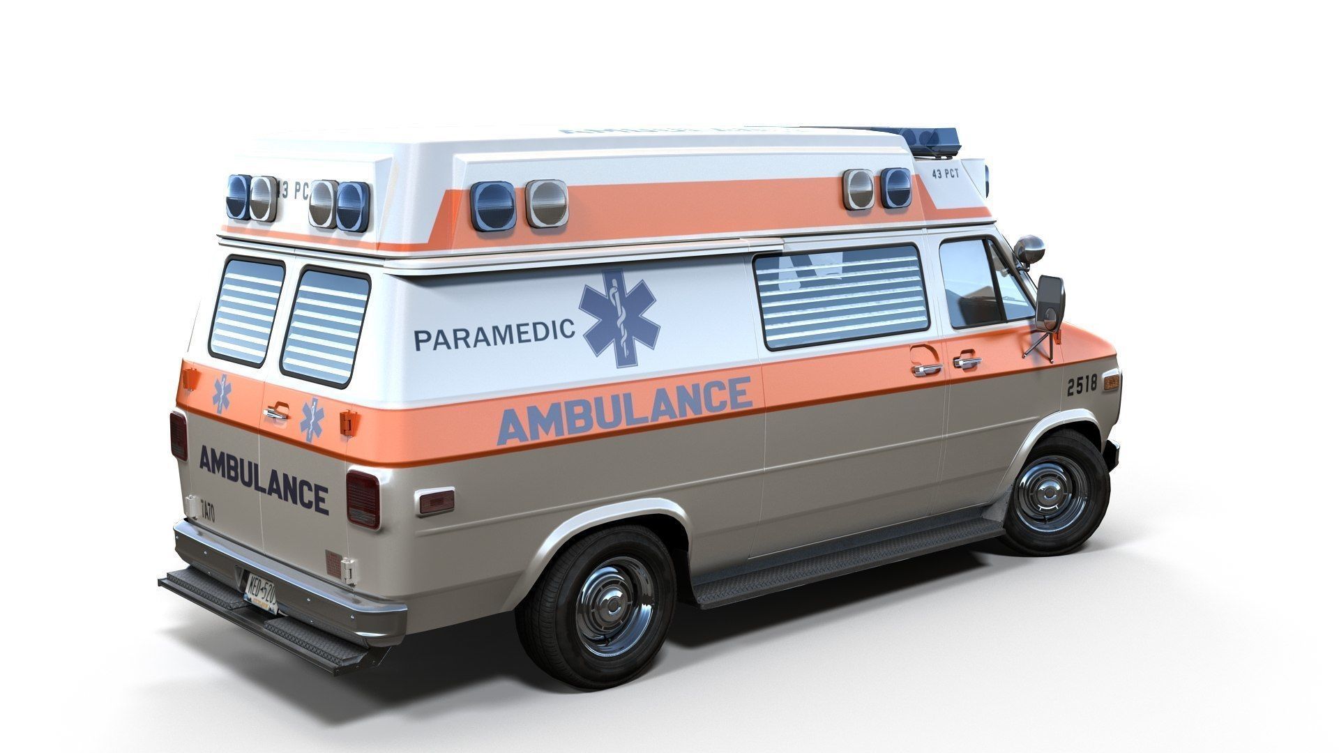 American ambulance car Low-poly 3D model_3