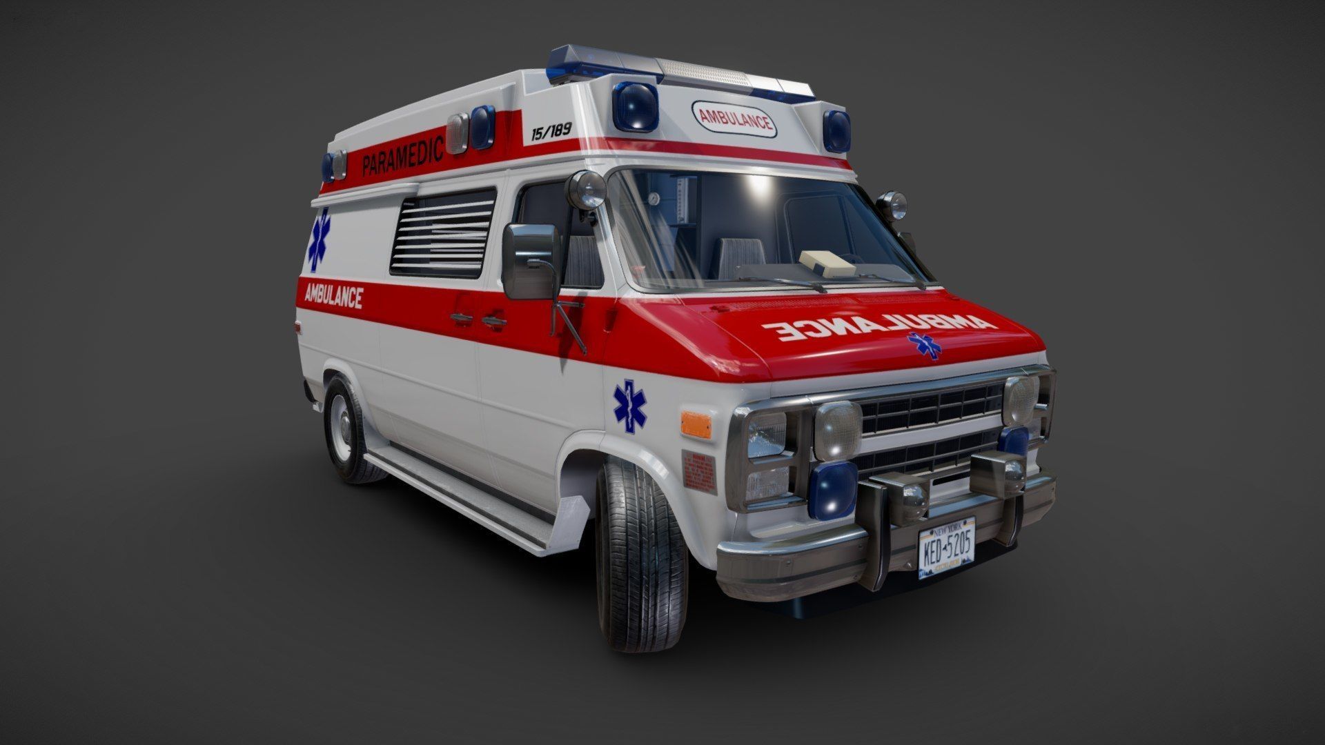 American ambulance car Low-poly 3D model_27