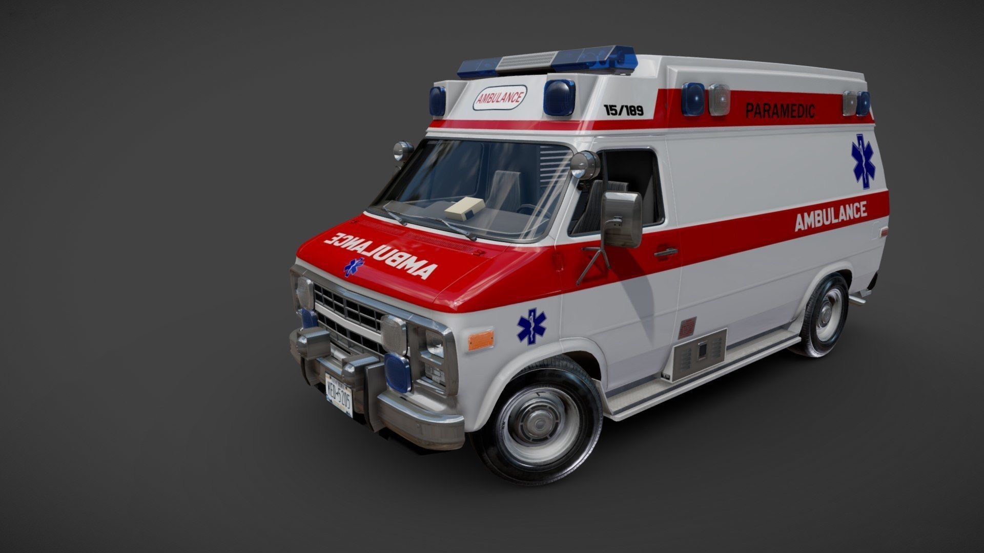American ambulance car Low-poly 3D model_26