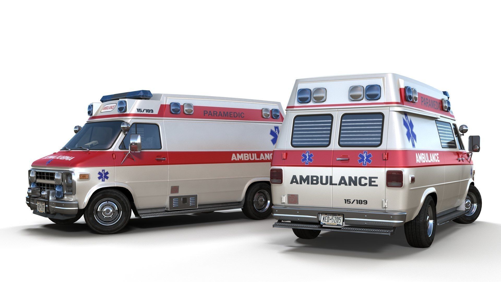 American ambulance car Low-poly 3D model_12
