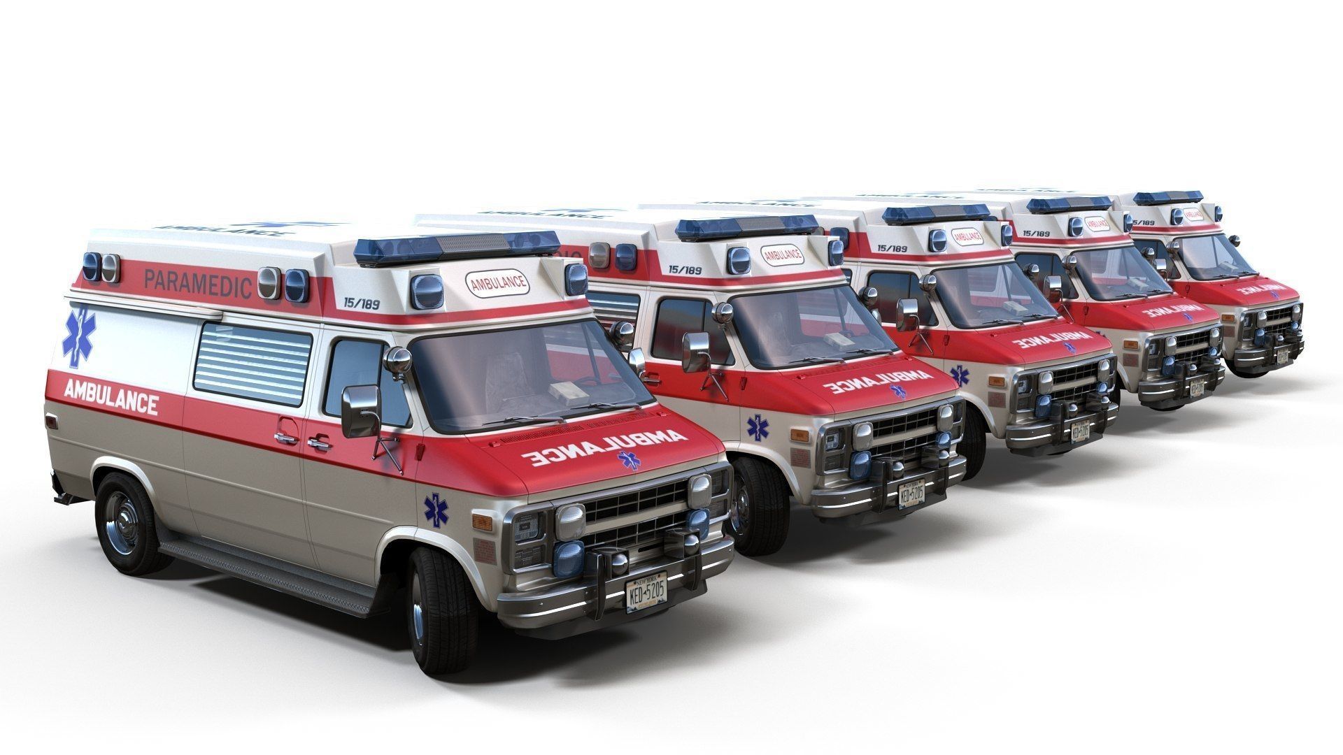 American ambulance car Low-poly 3D model_13