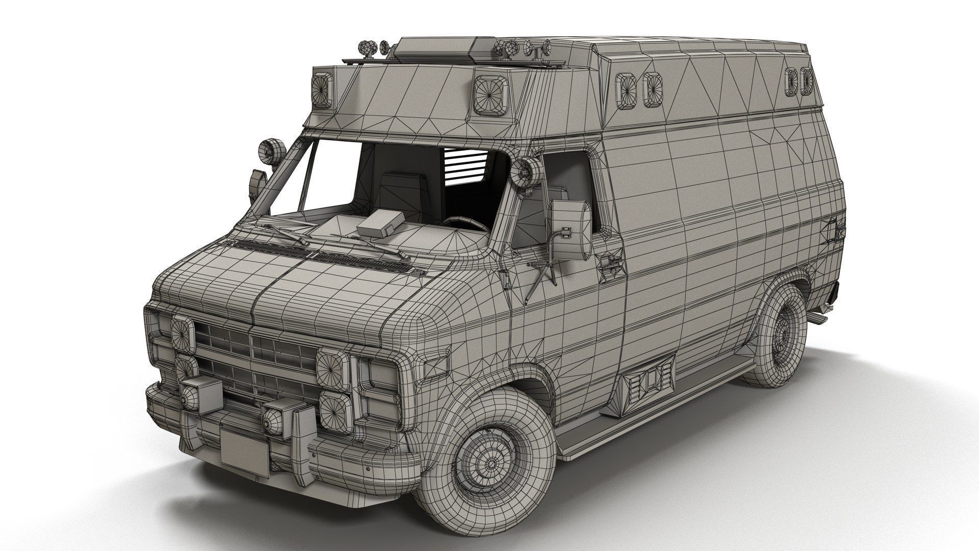 American ambulance car Low-poly 3D model_15