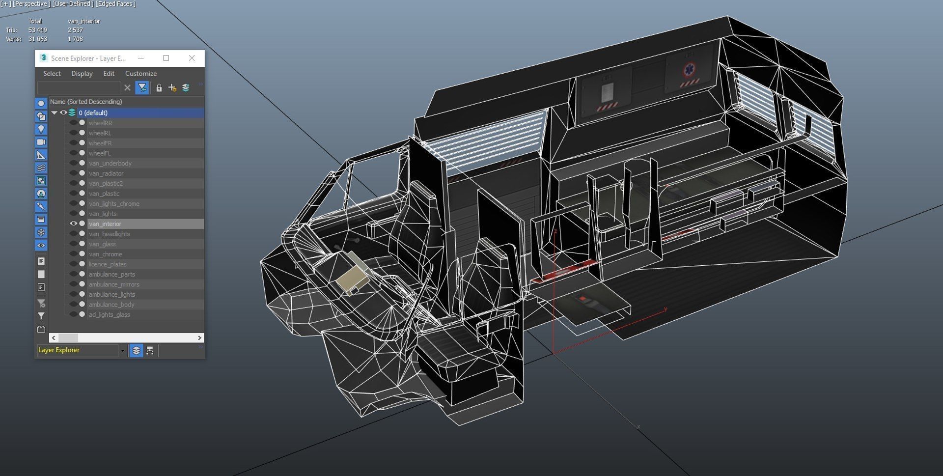 American ambulance car Low-poly 3D model_31