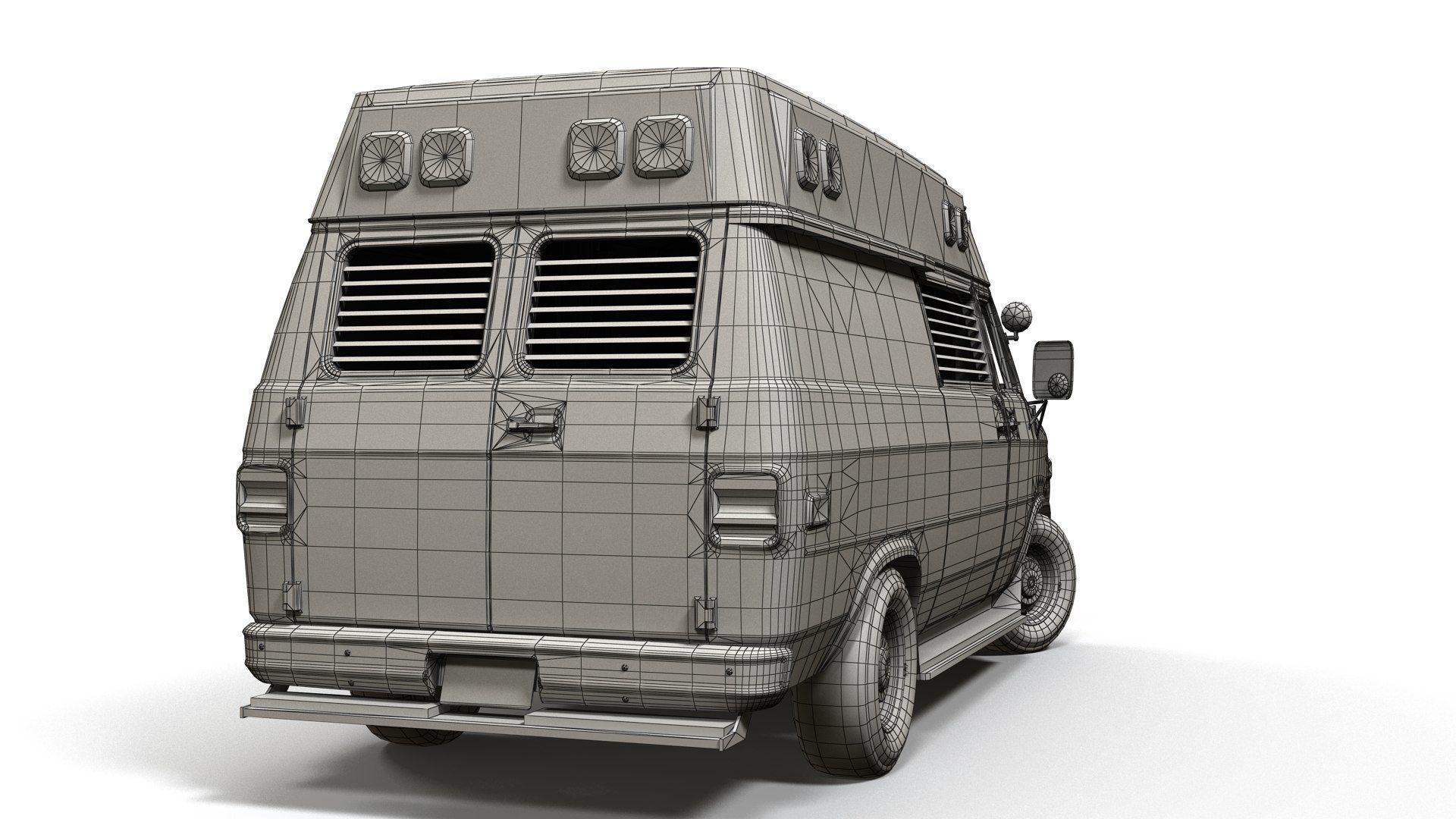 American ambulance car Low-poly 3D model_22