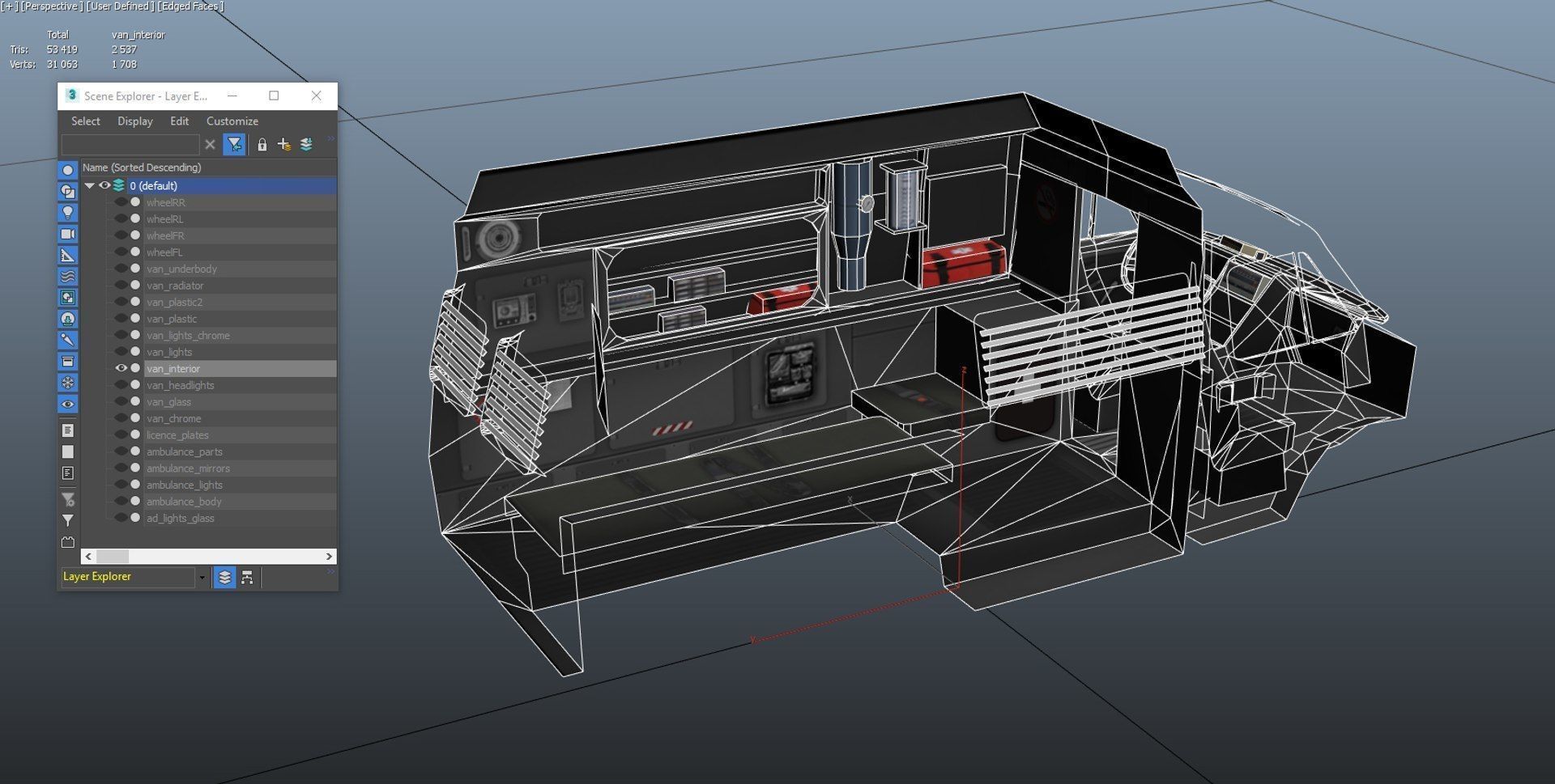 American ambulance car Low-poly 3D model_34