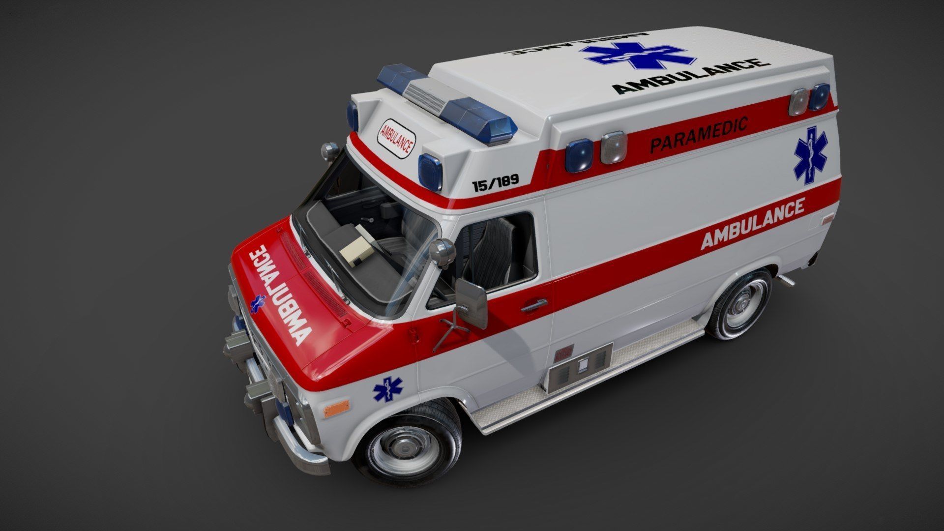 American ambulance car Low-poly 3D model_28