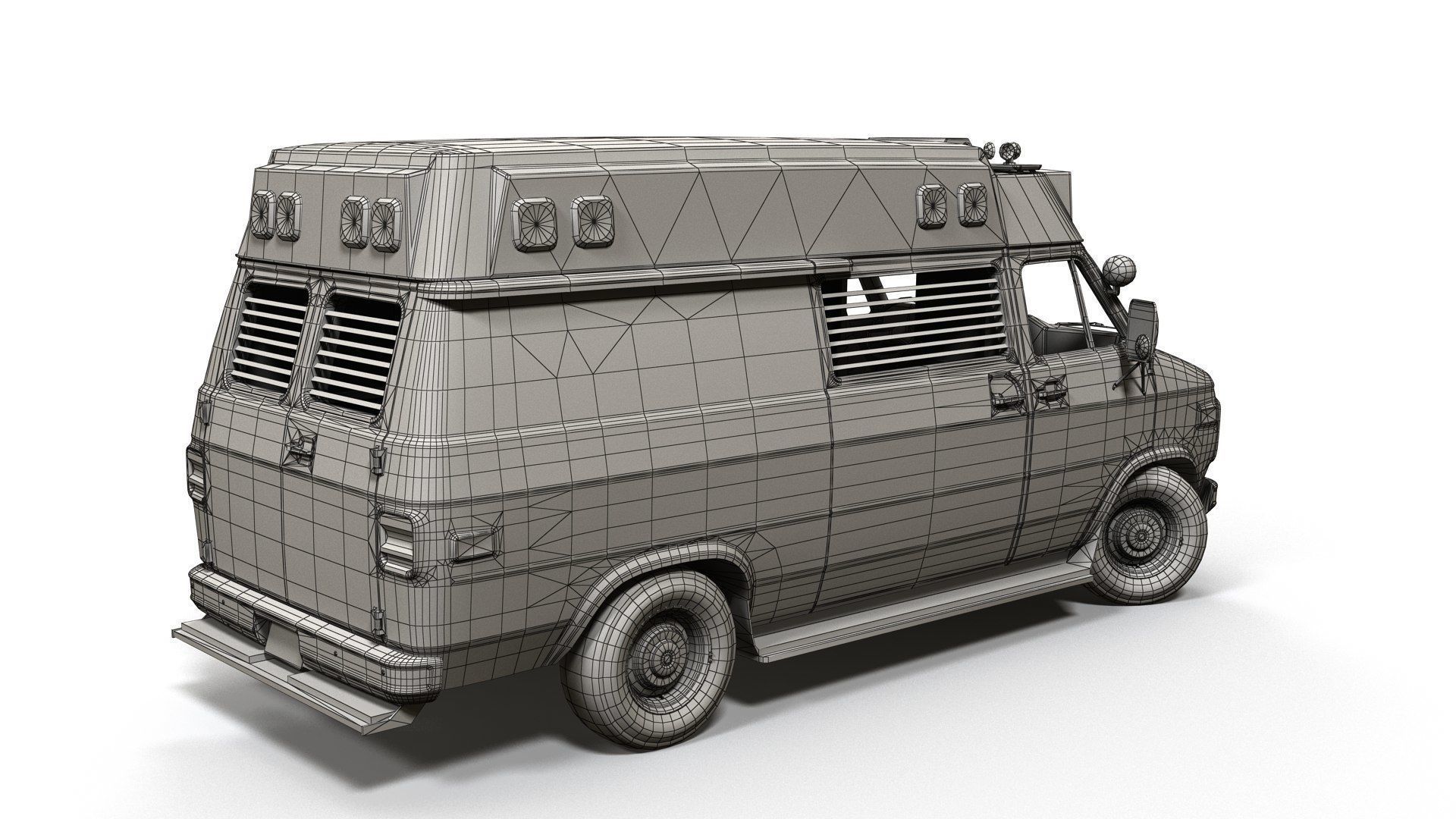 American ambulance car Low-poly 3D model_16