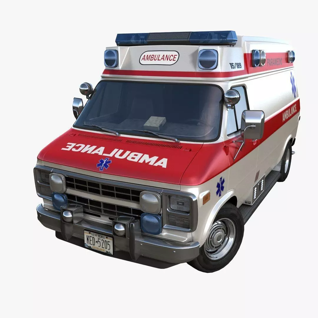 American ambulance car Low-poly 3D model_0