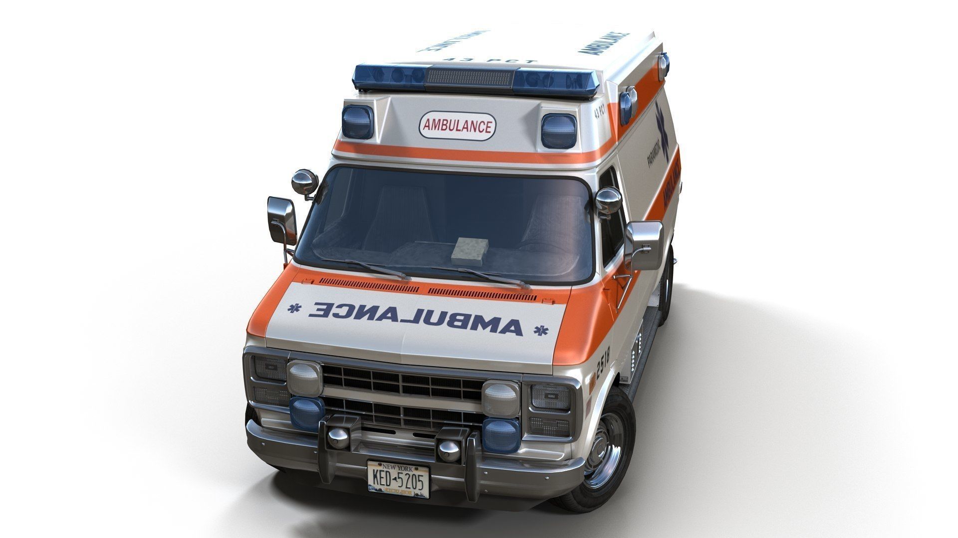 American ambulance car Low-poly 3D model_6