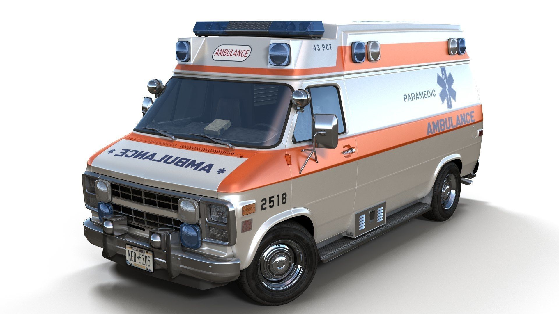 American ambulance car Low-poly 3D model_2