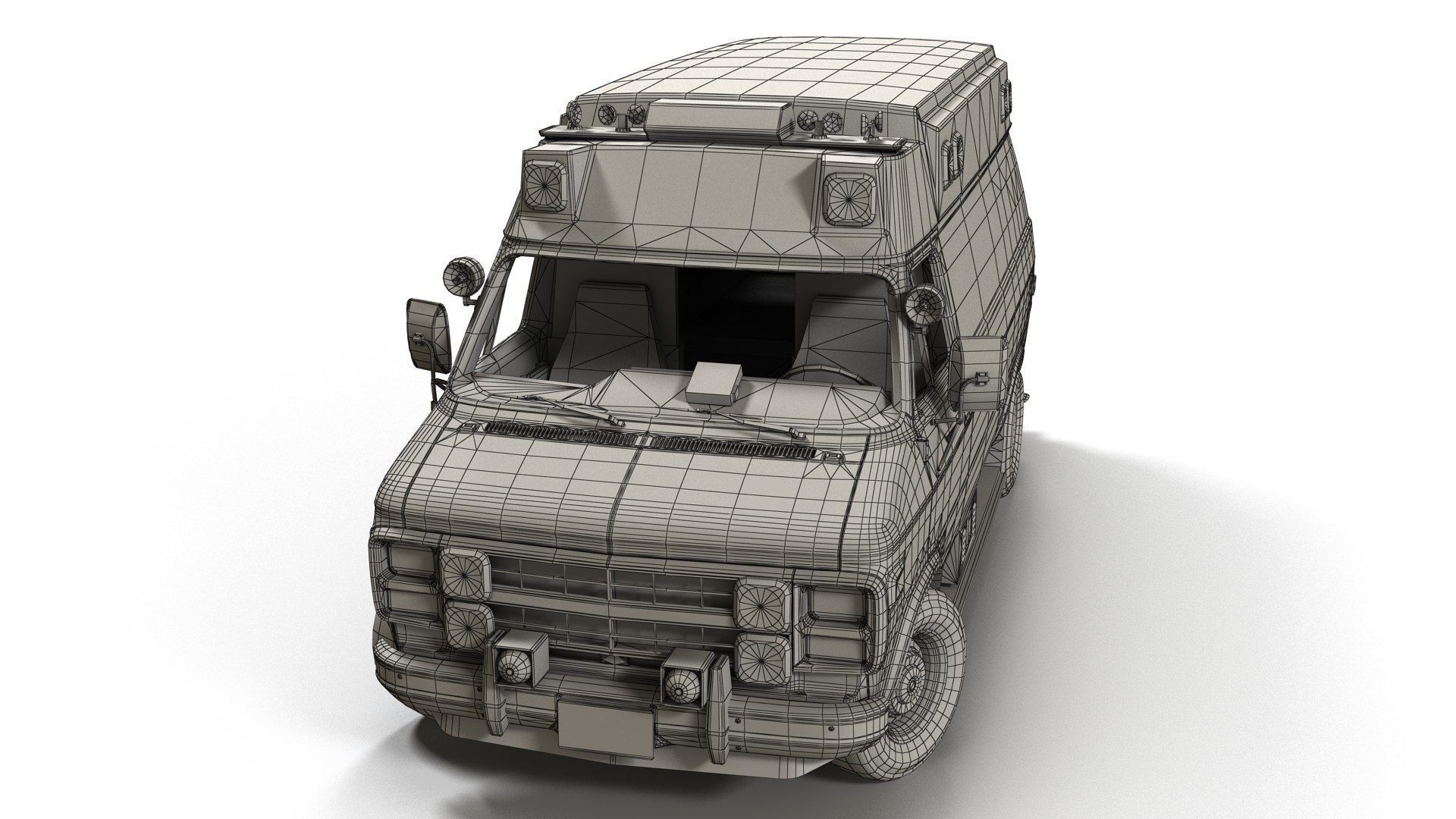 American ambulance car Low-poly 3D model_19
