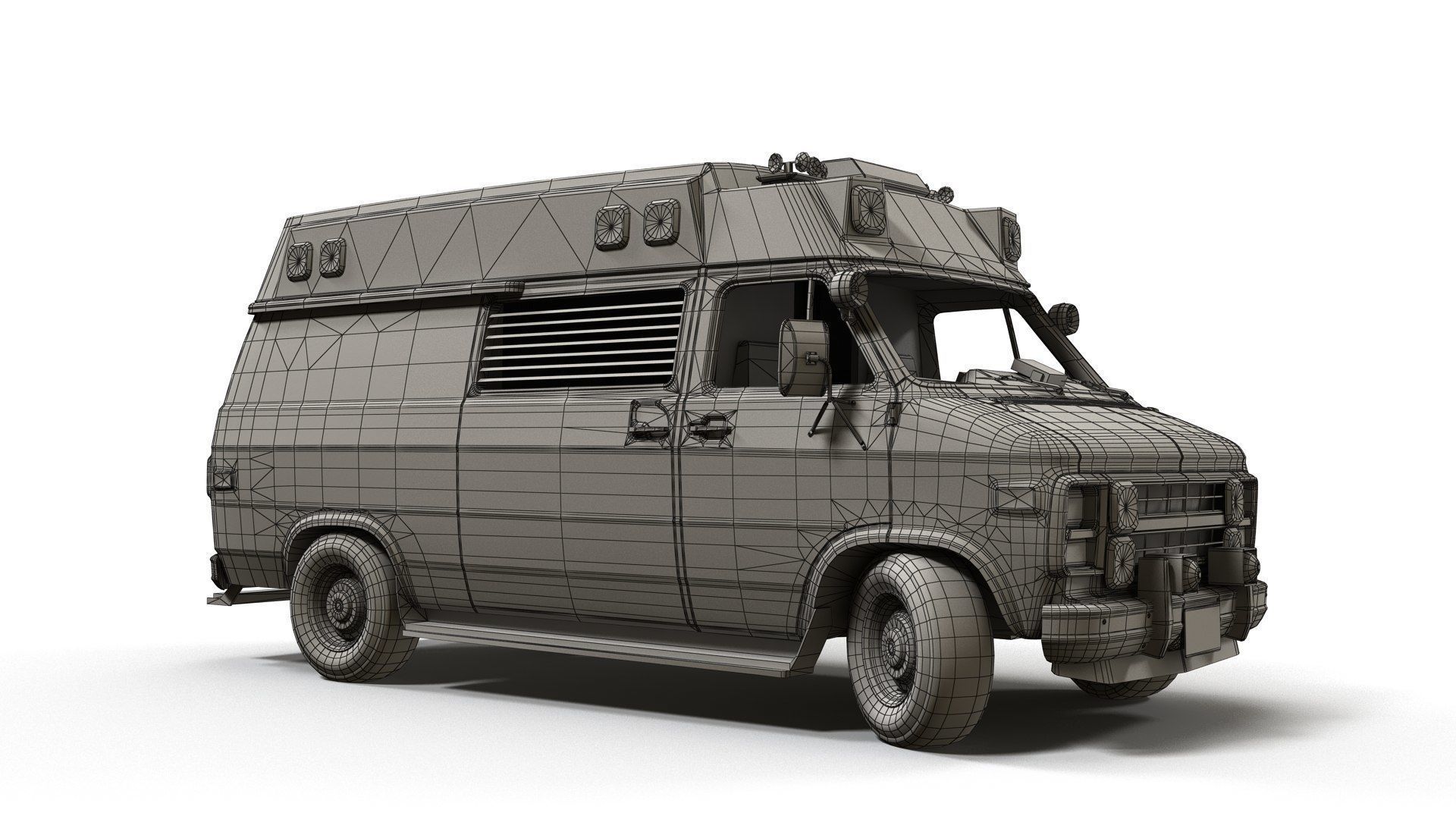 American ambulance car Low-poly 3D model_21