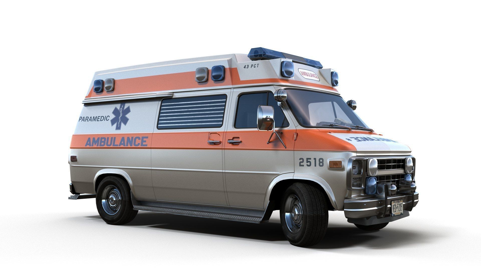 American ambulance car Low-poly 3D model_8