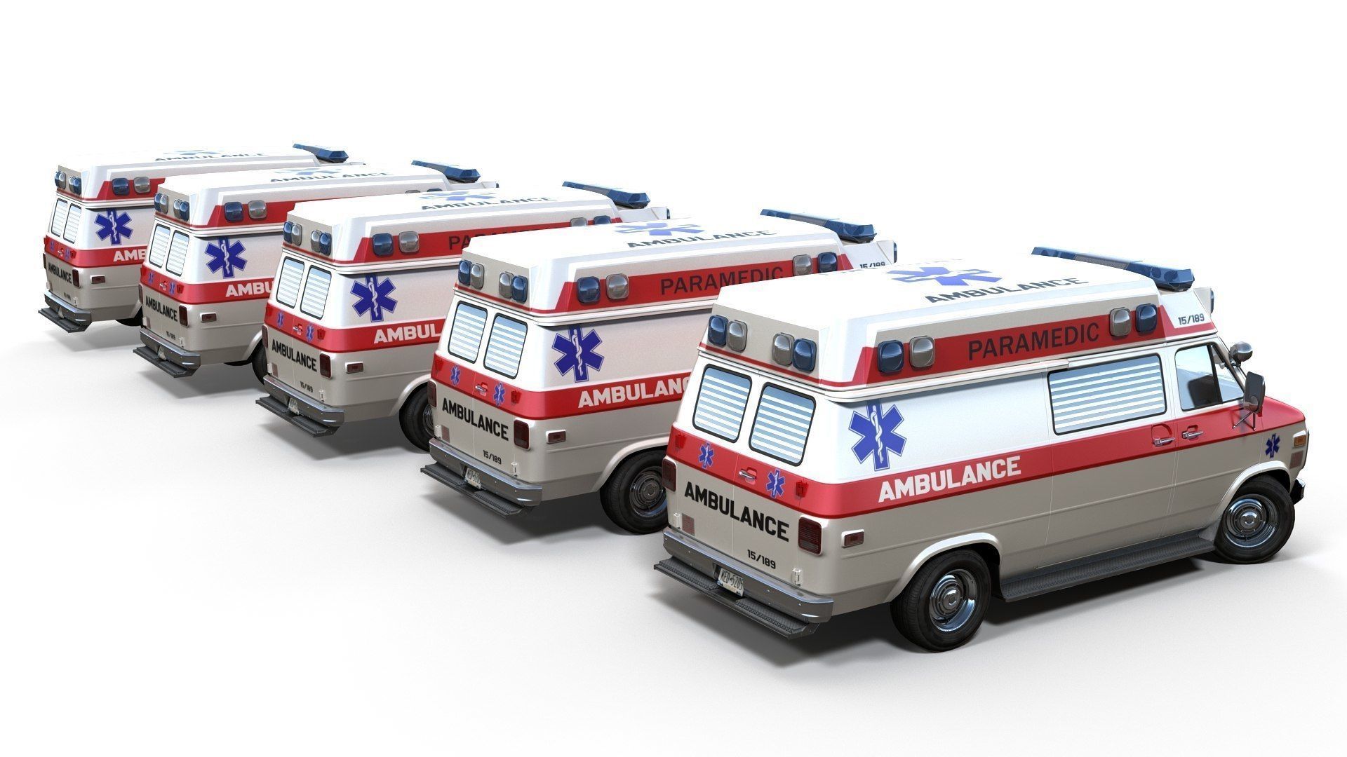 American ambulance car Low-poly 3D model_14