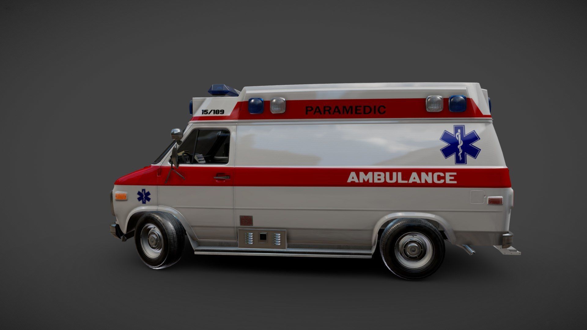 American ambulance car Low-poly 3D model_23