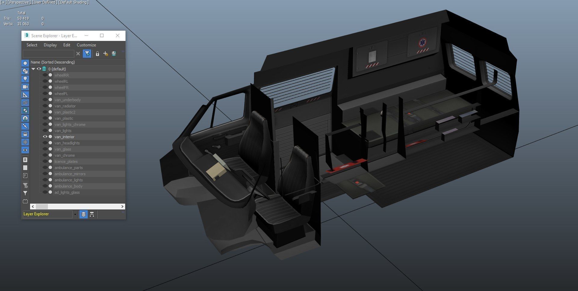 American ambulance car Low-poly 3D model_36