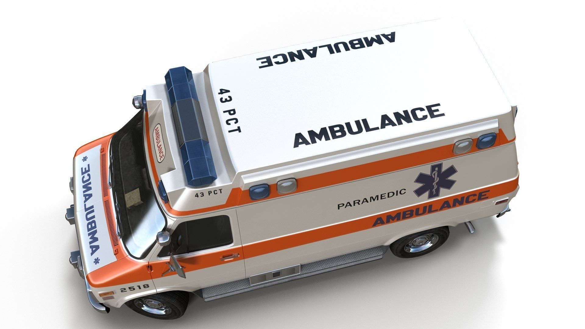 American ambulance car Low-poly 3D model_5