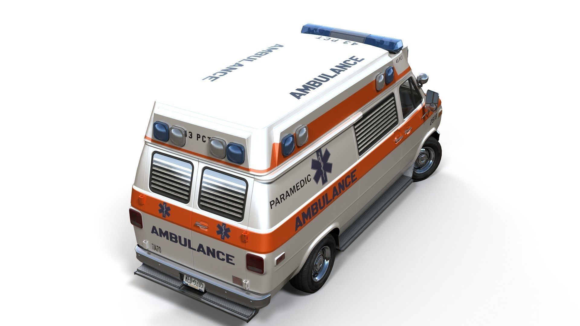 American ambulance car Low-poly 3D model_7