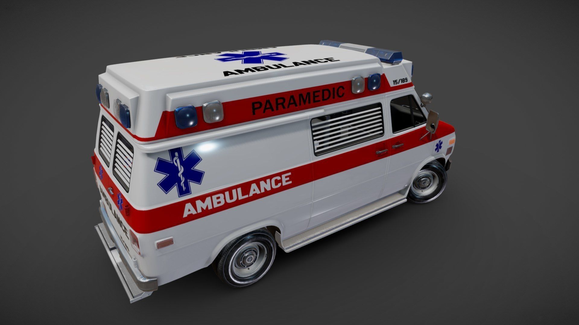 American ambulance car Low-poly 3D model_25