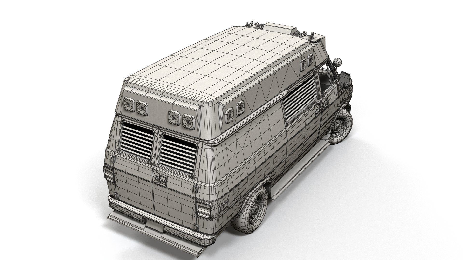 American ambulance car Low-poly 3D model_20