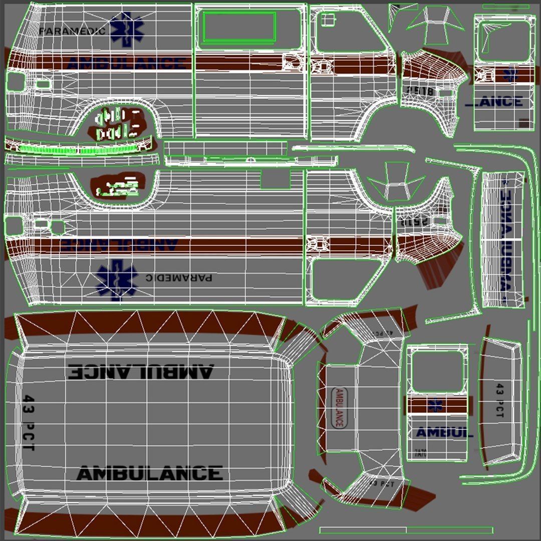 American ambulance car Low-poly 3D model_37