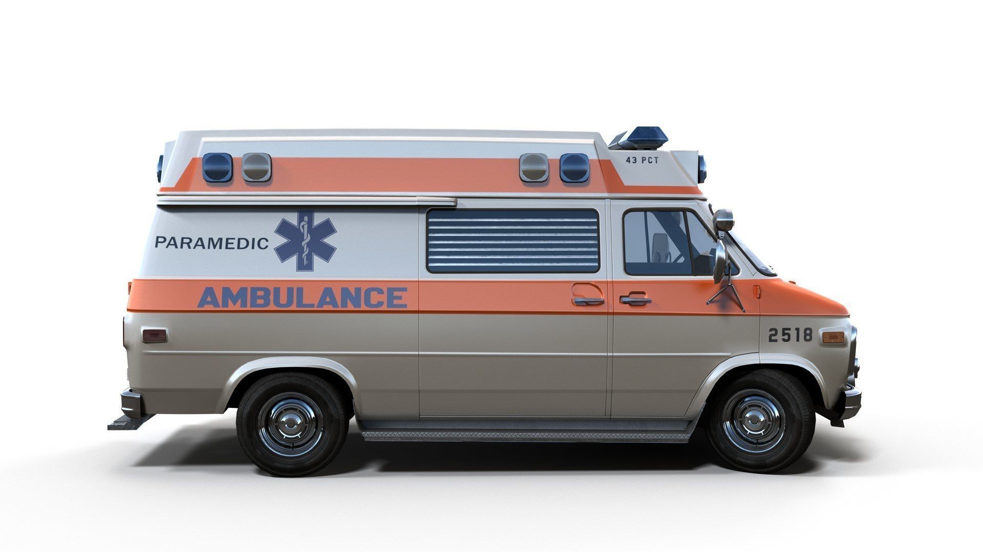 American ambulance car Low-poly 3D model_4
