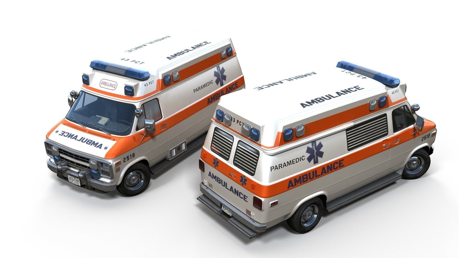 American ambulance car Low-poly 3D model_10