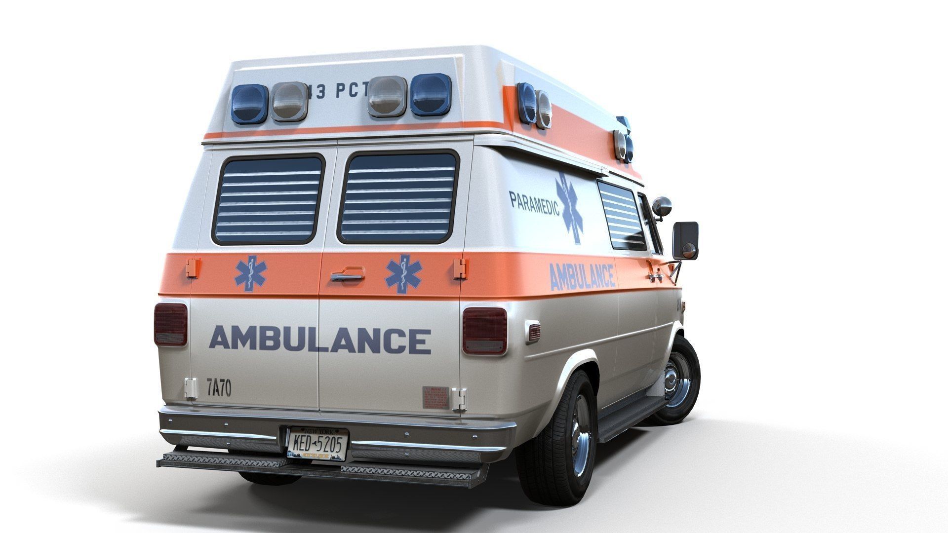 American ambulance car Low-poly 3D model_9