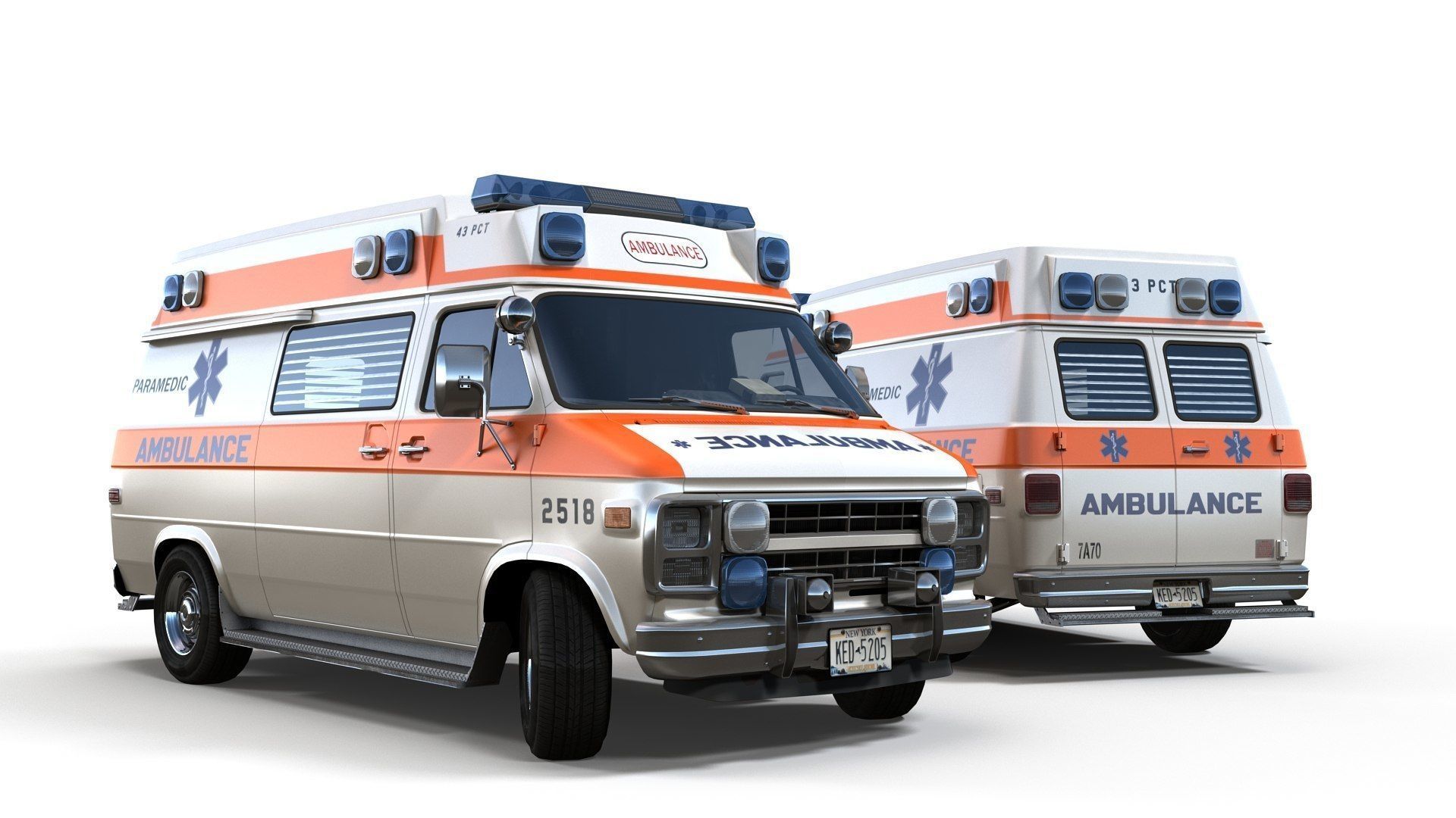 American ambulance car Low-poly 3D model_11