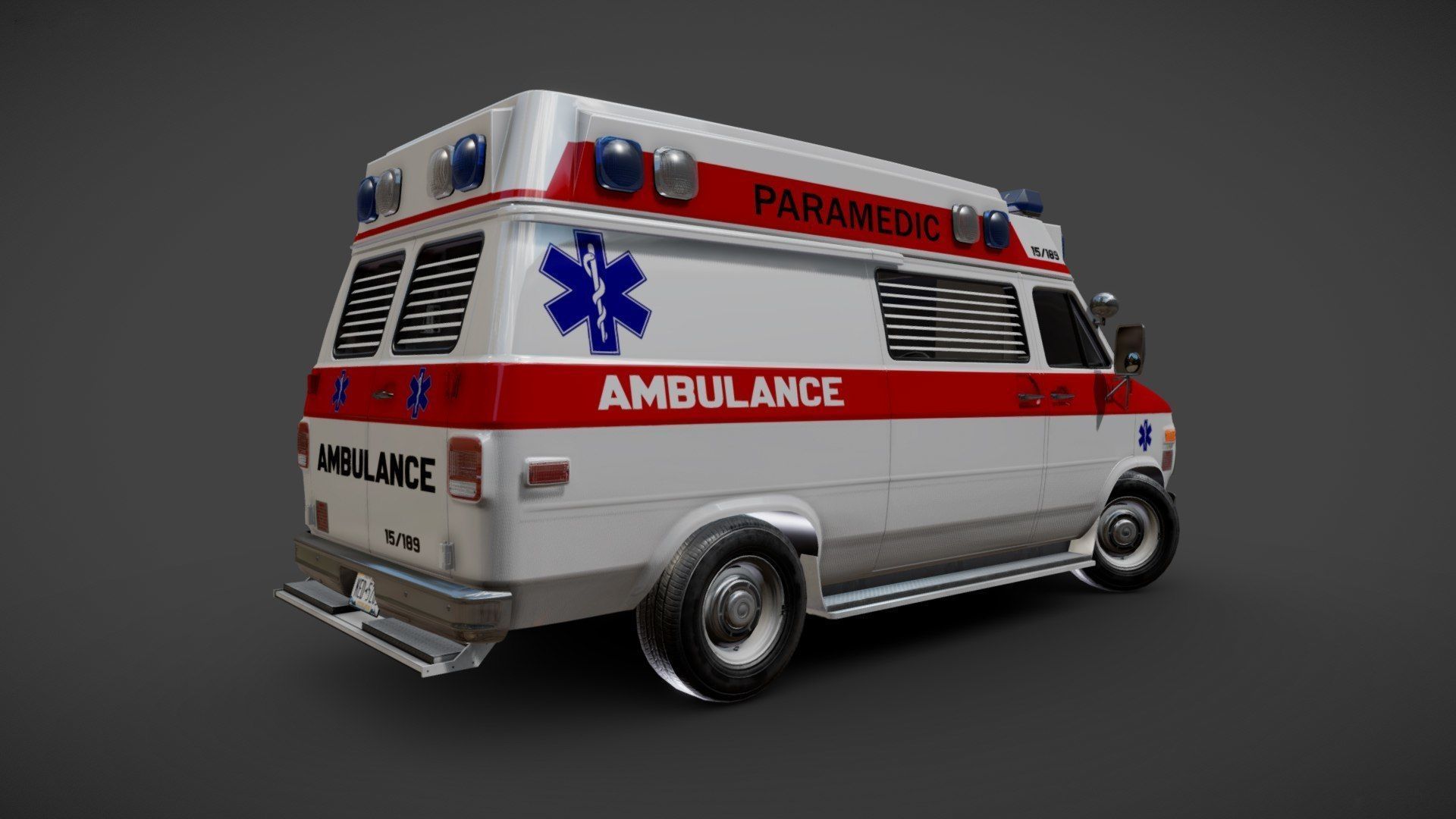 American ambulance car Low-poly 3D model_24