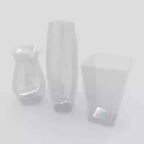 Vases three clear Low-poly 3D model
