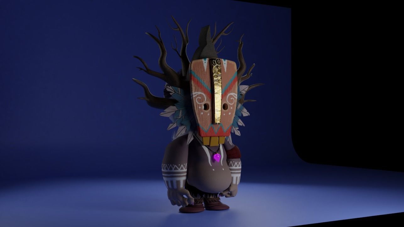 Shaman native american mask 3D model_3