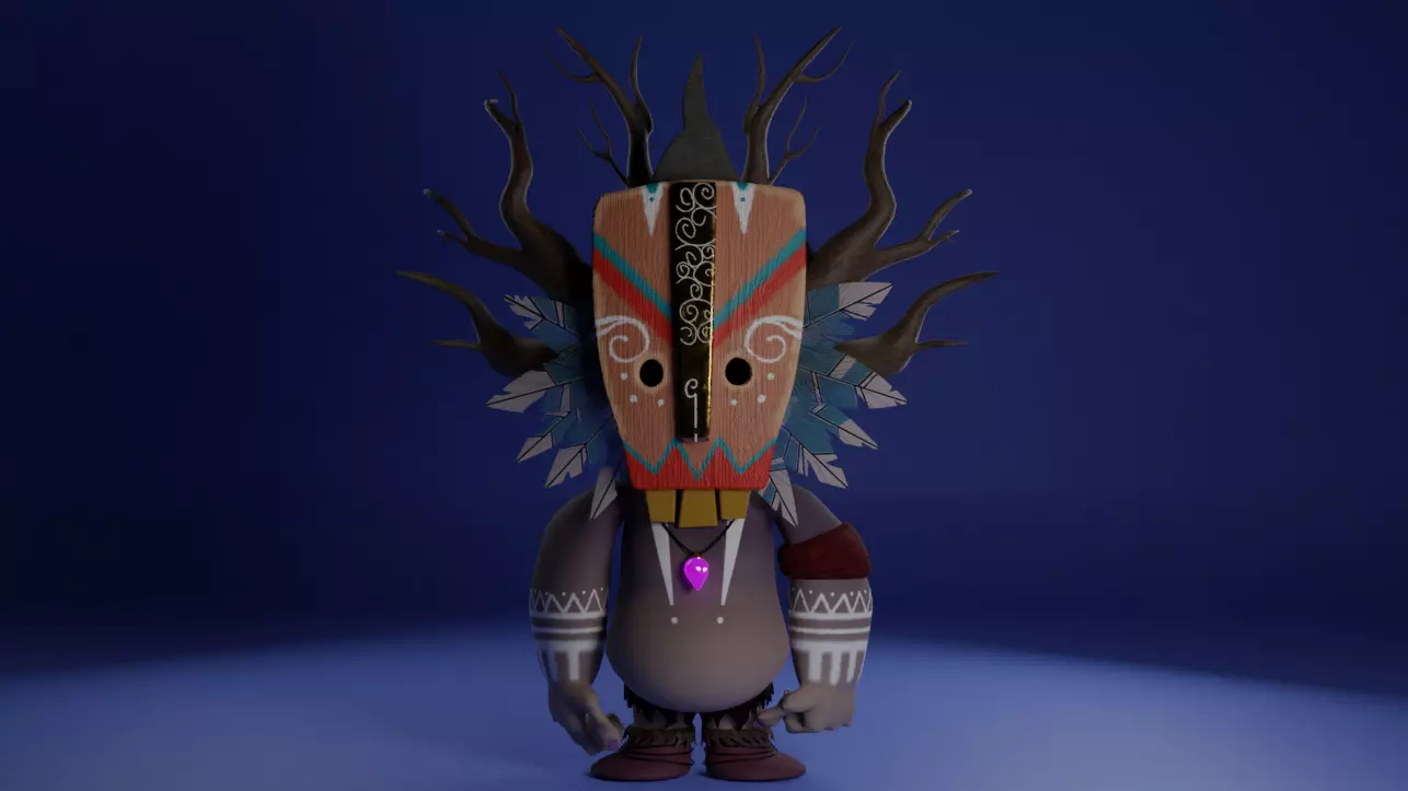 Shaman native american mask 3D model_0