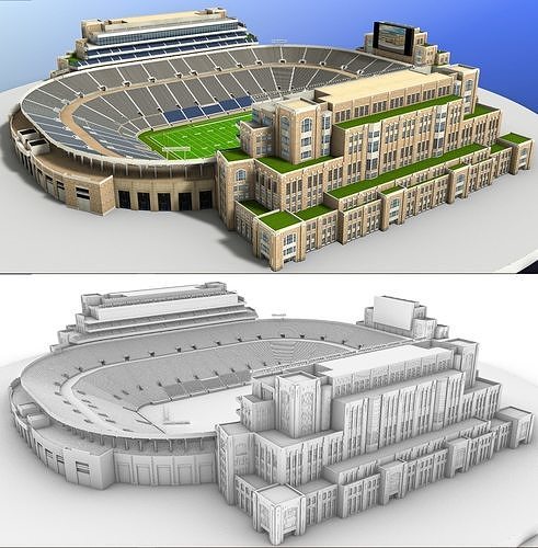 Notre Dame Stadium Low-poly 3D model 5