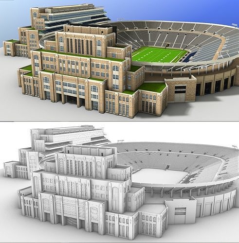 Notre Dame Stadium Low-poly 3D model 4