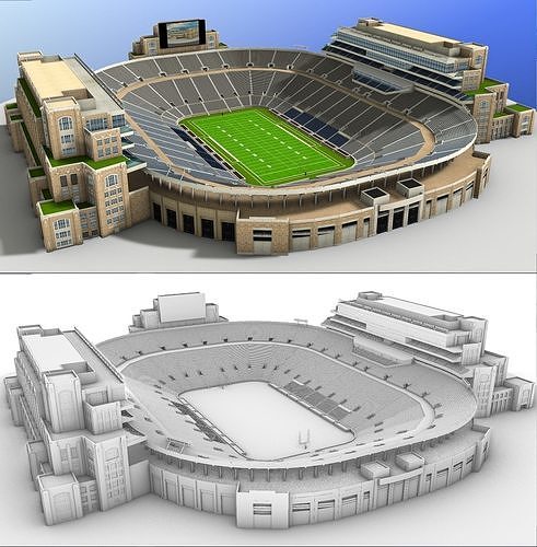 Notre Dame Stadium Low-poly 3D model 3