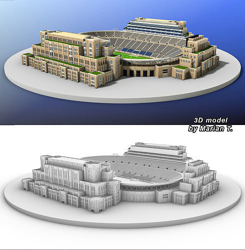 Notre Dame Stadium Low-poly 3D model 7