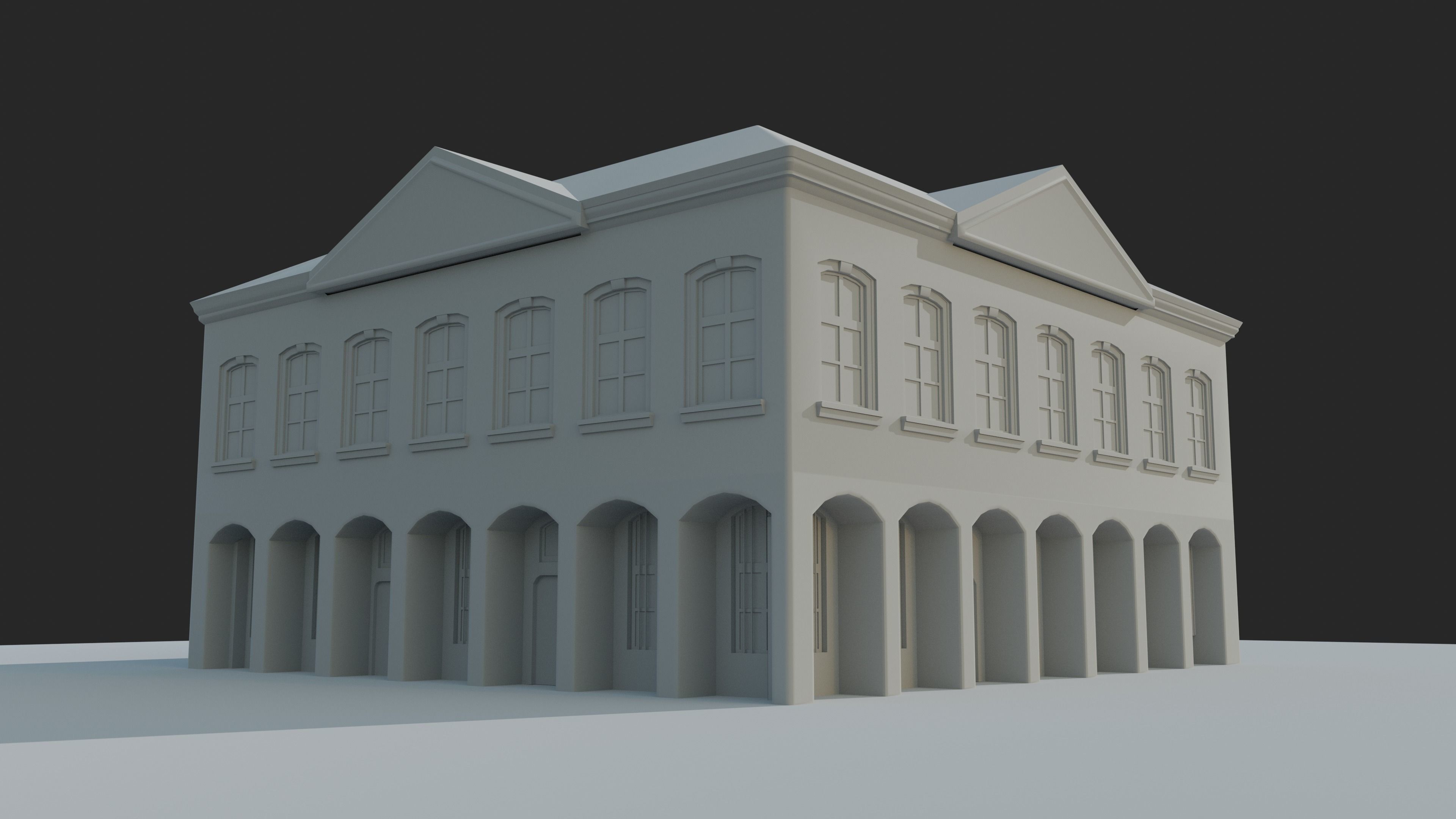 Urban Building Low-poly 3D model_4