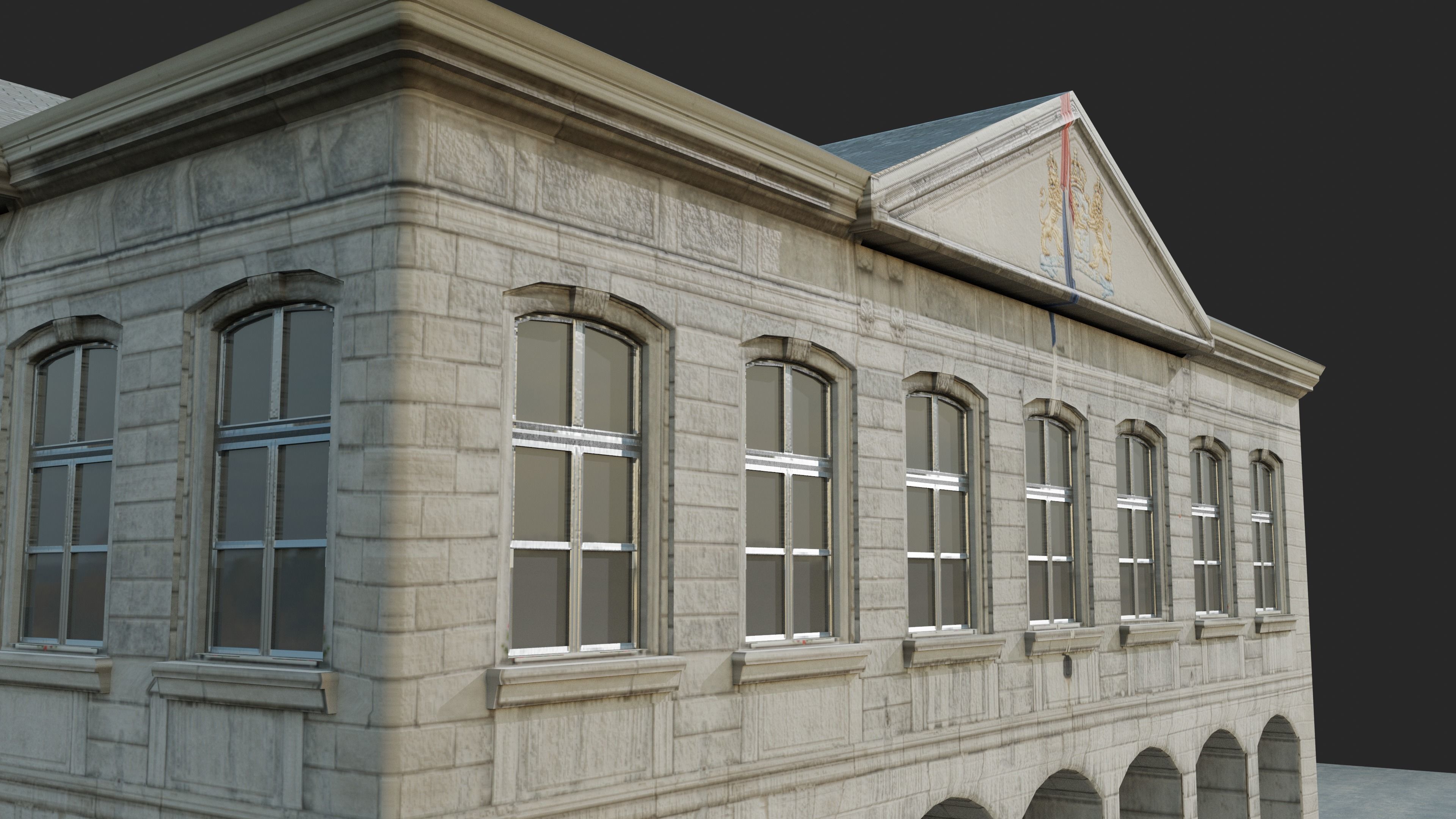 Urban Building Low-poly 3D model_3