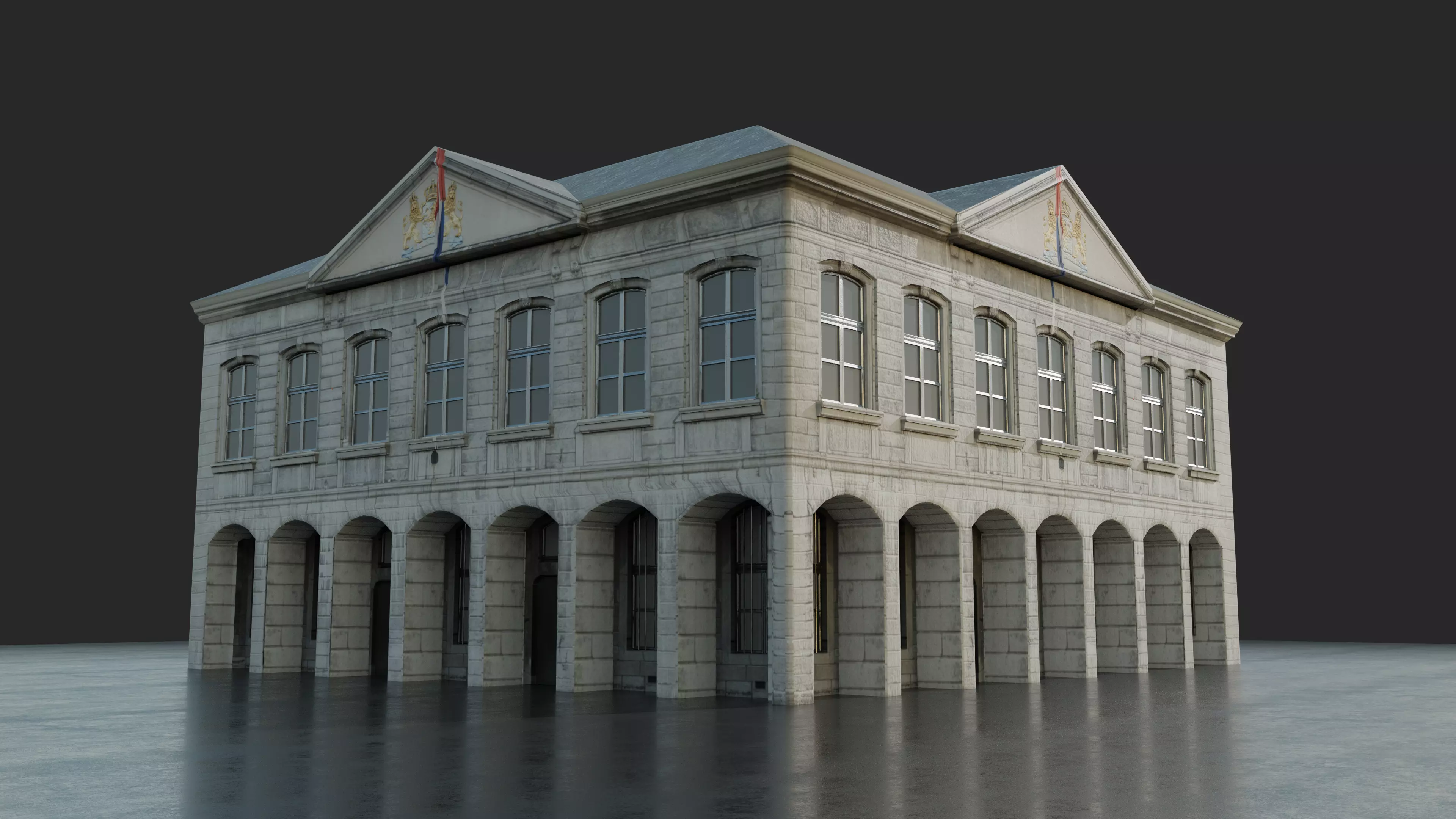 Urban Building Low-poly 3D model_0